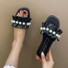 Slippers Women's 2023 Summer One Line Sandals Ladies Foreign Trade Large Size Beaded Chaussons Flip-flops Shoes