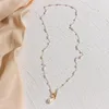 Pendant Necklaces Elegant Irregular Baroque Pearl OT Buckle 18K Gold Plated 56cm Long Chain For Women Jewelry