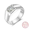 Cluster Ringen Luxe Sieraden Maken Real Solid 925 Sterling Zilveren Ringvinger 2ct Diamond Engagement Bruiloft Voor Mannen Jongen gift