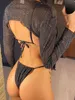 Damenbadebekleidung S-XL mit langen Ärmeln Cover Bling Bikini weiblichen Badeanzug Frauen Bademode dreiteilige Bikini-Set Badende Badeanzug Schwimmen V3711 230225
