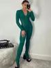 Women's Jumpsuits Rompers Sibybo Knitted Rompers Women Jumpsuit Stretch Hollow Out Zipper Sexy Summer Jumpsuits Club Outfits Women Overalls 230224