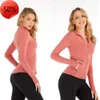 Women's Tracksuits active sets align lu008 womens yoga long sleeves jacket solid color nude sports shaping waist tight fitness loose jogging lulus Fashion and9