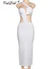 Vestidos Casuais TiulZial Um Ombro Festa Club Vestido Sexy Bodycon Off Hollow Out Verão Praia Midi Branco Preto Roupas Femininas