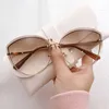 Sunglasses High Quality women's Oval Rimless Sunglasses Lady Metal Cay Eye Shades for Women Driving Glasses Sonnenbrille zonnebril dames G230223