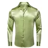 Mäns avslappnade skjortor Hi-Tie Plain Satin Silk Mens Dress Shirts Långärmad kostym Skjorta avslappnad formell blus Pure Solid Rose Gold Peach Peach Mint White 230225