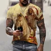 Camisetas para hombre, camiseta holgada de calle Harajuku de verano, camiseta con estampado de cara abstracta de cultura a la moda para hombre, cuello redondo, manga corta, talla grande