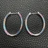 Hoop Earrings 30 40mm White Gold Color Plated Oval Cubic Zirconia Micro Pave For Women Wedding Party Jewelry Engagement Earring