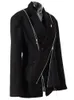 Costumes pour femmes Blazers EAM femmes noir fermeture éclair irrégulière Blazer cranté à manches longues coupe ample veste mode printemps automne 1DE6066 230224