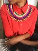 Ras du cou africain fait à la main ethnique bavoir collier collier résine perlée gland déclaration Maxi Tribal Halloween fête bijoux