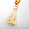 Keychains Peace Pendant Necklace For Women Boho Aesthetic Tassel Wooden Beads Jewelry