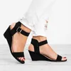 Sandalen Wedge High Heel Sandals Zomer 2022 Nieuwe Buckle Fish Mouth Dames Sandalen Big Size 3543 Boheemse Sandalias de Tacon Z0224