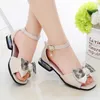 Sandals Girl's Sandals New Summer 2023 Girls Sandals Baby Flats Shoes School Children's Bowknot Princess Sandals Student H629 Z0225