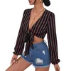 Women's Blouses Stretch Tee Womens Striped Print Puff Sleeve Cardigan Loose Cover Up Casual Shirt Top T Women