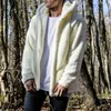 Men's Jackets Casual Men's Clothing Winter Long Sleeve Pockets Fleece Warm Hooded Loose Coat