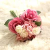 Dekorativa blommor 6 färger Silk Flower Roses Dahlia Hybrid Artificial Wedding Decoration Bridal Bouquet Home Decor Fake