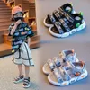 Sandals Children 2022 Summer New Little Boys Cool Soft Beach Sandals Girls Hook Loop Hollow Open Toe Cute Kids Fashion Sports Shoes PU Z0225