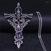 Hänghalsband Afawa Crystal rostfritt stål silverfärgad trolldom drake svärd halsband smycken acero oxidable joyeria nzz78s02