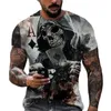 Męskie koszulki Summer Horror Skulls 3D Print T-shirty luźne szkieletowe szkieletowe szkieletowe szkielet streetowy topy szkieletowe szkielet streetowy szkielet