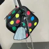 メスの化粧品バッグデザイナーハンドバッグケースカラフルなドットThe Dice Bagを赤と白のエンボス