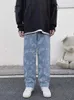 Jeans pour hommes Jeans bleu hommes lâche jambe droite pantalons longs Streetwear Baggy Denim vêtements graphique Streetwear Baggy Jeans pantalon Y2k vêtements Z0225