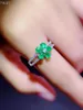 Cluster-Ringe, natürlicher Smaragd-Ring, 925er Silber, für Damen, frischer und schöner Design-Stil, Geschenkauswahl