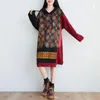 Casual Dresses Loose Knitted Cotton Women Autumn Print Bat Sleeve Dress Oversized Irregular Hooded Plus Size Vintage Baggy