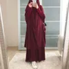 Ethnic Clothing Muslim Sets Jilbab Abaya Dubai Clothes for Islam Women Large Hem Dresses Casual Solid Color Robe Traditional Festival Clothes 230224