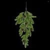 Dekorative Blumen 80 cm Künstliche Pflanzen Weihnachten Tannenzweig mit Kegel Simulation Kunststoff Grüne Blätter Party Wandbehang Dekor