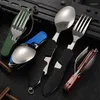Dinnerware Sets Camping Tableware Folding Cooking Supplies 4 In 1 Spoon For Picnics Hiking Survival Multifunction Kamp Tools Equipment