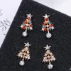 Boucles d'oreilles tendance arbre de noël pour femmes et filles, clous d'oreilles en cristal Zircon coloré brillant, chapeau, bijoux de Festival