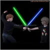 car dvr Other Event Party Supplies 2 Pcs Telescopic Lightsaber Toys Shining Sword Cosplay Lighting Music Star Laser Swords Children Boys Y Dhguv