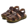 Sandalen 2022 Nieuwe zomer echt lederen sandalen NOSLIP Wearresistente kinderen strandschoenen Toecap boy girls sandalen studenten schoenen Z0225