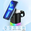 F￤llande 3 i 1 tr￥dl￶s laddare f￶r Apple Watch iPhone 14 13 Pro 12 AirPods 3 Pro RGB Light Magnetic Fast Charging Station med LAMP