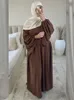 Roupas étnicas lisas abaya vestido longo muçulmano mulheres ramadã eid crepe manga de balão islâmica jilbab africano vestidos dubai modéstia turca kaftan 230224