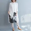 Casual Dresses Original Artistic Summer Fat MM Loose Large Size Women's Shirt Long Dress Cotton And Linen Chinese Ethnic Style 929-063Ca