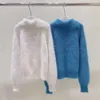 Kobiety swetry jsxdhk high quaity koreański projektant Winter Mohair Knitted pullover mody kobiety Odwróć przycisk kołnierza miękkie ciepło