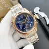 2022 Six points Luxury Mens Montres Tous les cadrans fonctionnent 42 mm de diamètre Quartz Watch de haute qualité Logo Chronograph Clock Clock Fashion Sapphire Mirror en acier STRAP