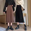 Spódnice y2k 2023 jesień zima gruba midi długa spódnica kobiet w stylu koreańsko -talii zamsz aksamitny samica