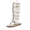 Sandalen Böhmen Strass Kniehohe Gladiator Flache Frauen Sommer Strand Schuhe Frau Sandalia Mujer Größe 41-45 XKD4102