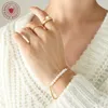 Link Chain Davini Simple Titanium Steel Gold Plated Chain Freshwater Pearl Beaded Armband Vintage Queen Armband Smycken G230222