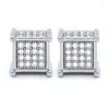 Stud Earrings 2023 High Quality 925 Sterling Silver Screwback Cube Crown Micro Pave Gold Hip Hop Bling Earring For Men Women 8mm
