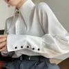 Женские блузкие рубашки осень винтажные атласные шелковые женские рубашка элегантная поворот воря