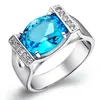 Anneaux de mariage Brand WALERV Ring de qualité Top Quality Set Blue Rhin Stone Crystal Finger Finger Zircon Elegant Jewelry CZ Autrichien pour les femmes