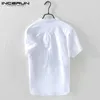 Erkekler Sıradan Gömlek Erkekler Gömlek Pamuk Stand Yakası Kısa Kol Camisa Nefes Alabaş Katı Blon Sokak Giyim Sıradan Erkek Marka Gömlekleri Harajuku Z0224