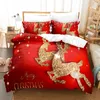 Set di biancheria da letto Set copripiumino natalizio Merry Pattern Poliestere Tema caldo Famiglia King