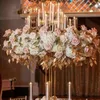 decoration uxury round metal gold flower stand with hurricane candle holder wedding center piece metal Golden candelabra wedding centerpieces candles stand 611