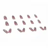 Valse nagels 24 stks/doos Long ballet Frans glanzende stenen afneembare pers op volledige cover nail art tips met jelly lijm