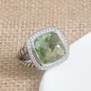 Pierścienie dla kobiet i mężczyzn Klasyczne kobiety 14 mm zielone sześcienne pierścionki z cyrkonem