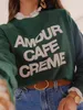 Womens Hoodies Sweatshirts Chic Letter Print Woman Round Neck Long Sleeve Cotton Fashion Pullover Tops Vintage Casual Ladies Sweatshirt 230224