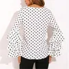 Women's Blouses Shirts Women Polka Dot Shirts Spring Fashion O Neck Long Sleeve Blouse Femininas Casual Black And White Tops Shirt 230225